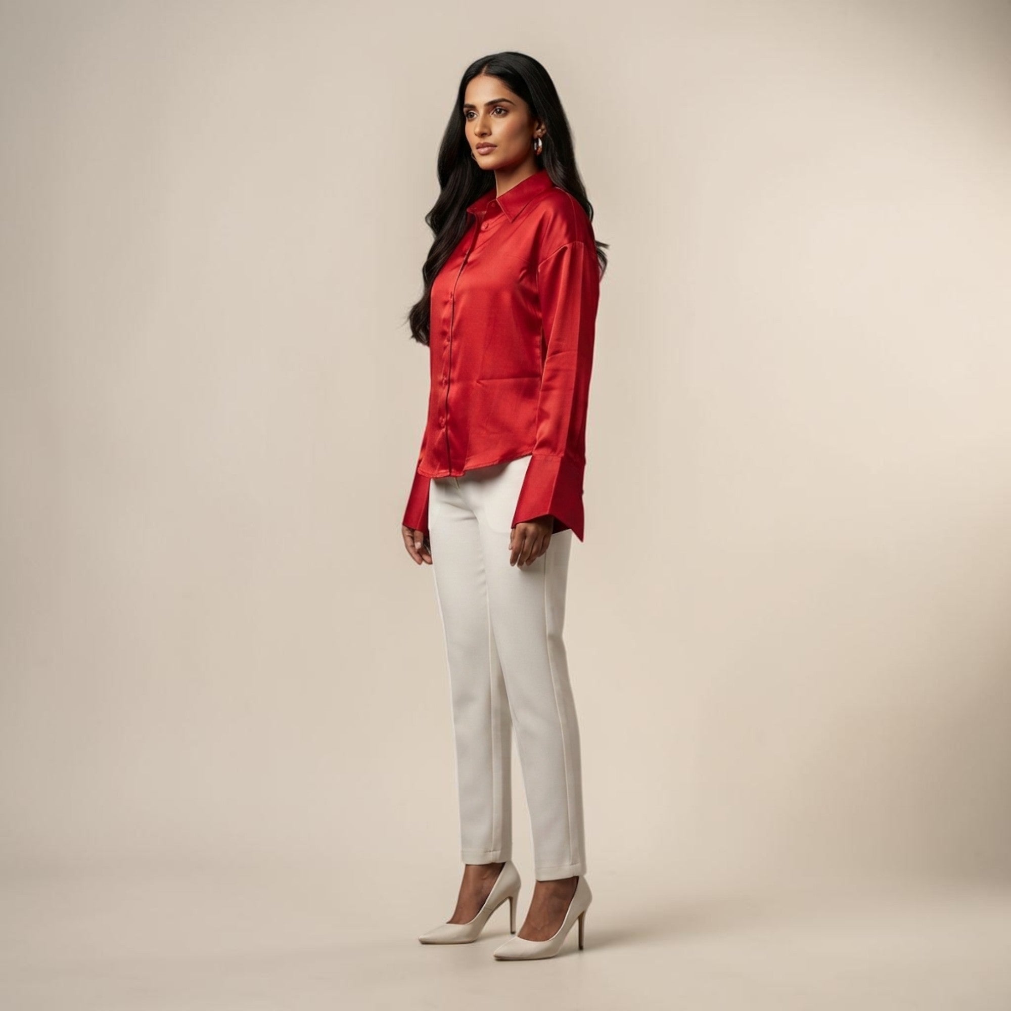 Red Mashru Silk Shirt