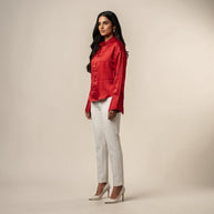 Red Mashru Silk Shirt