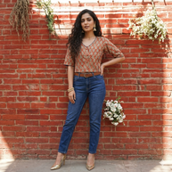 Red Handblock Cotton Blouse