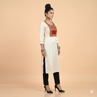 Cream Mashru Cotton Silk Kurta