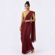Maroon Handloom Cotton Saree