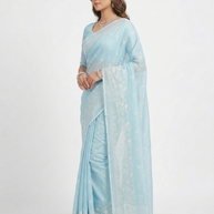 Light Blue Kota Doriya Cotton Saree