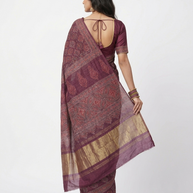 Maroon Ajrakh Modal Silk Saree