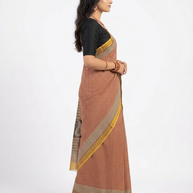 Offwhite Maroon Check Maheswari Silk Saree