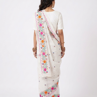 White Embroidery Kota Cotton Saree