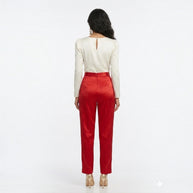 Red Straight Mashru Pant