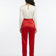 Red Straight Mashru Pant