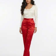 Red Straight Mashru Pant