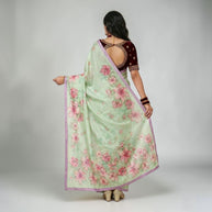 Green Tussar Floral Silk Saree