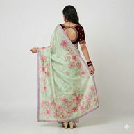 Green Tussar Floral Silk Saree