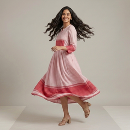 Light Pink Handloom Jamdani Cotton Dress