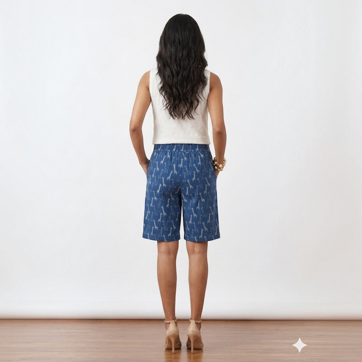Blue Animal Cotton Shorts