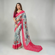 Green Kalmakari Makhmali Silk Saree