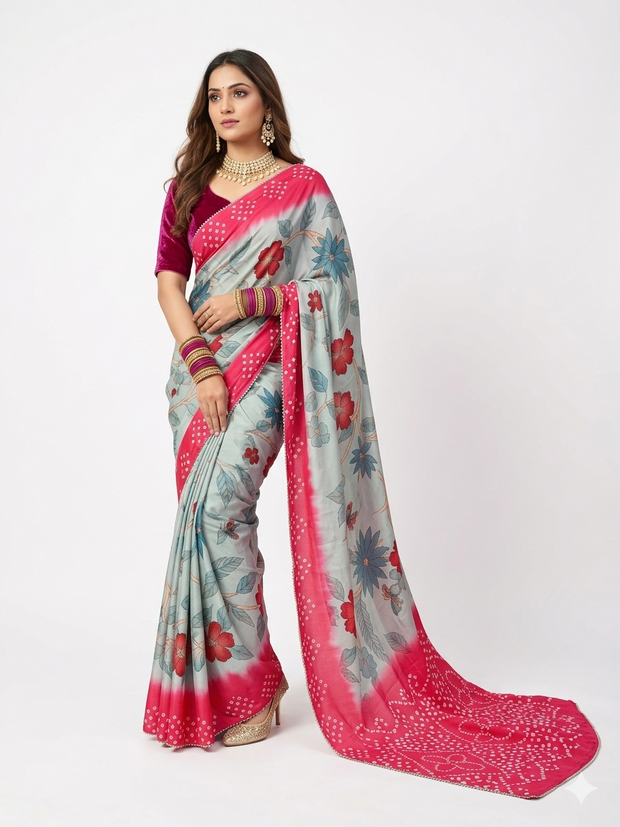 Green Kalmakari Makhmali Silk Saree