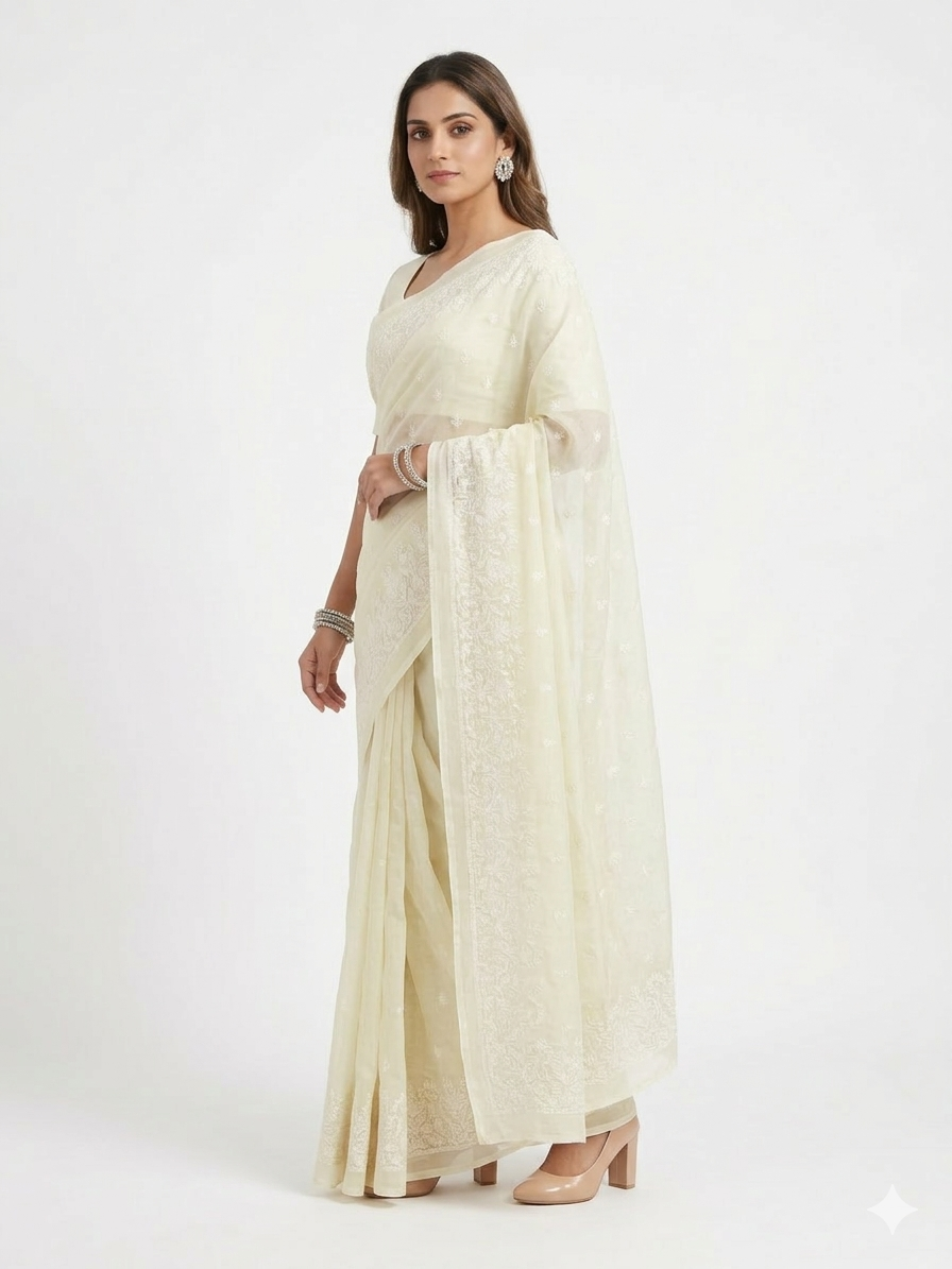 Light Green Kota Doriya Cotton Saree