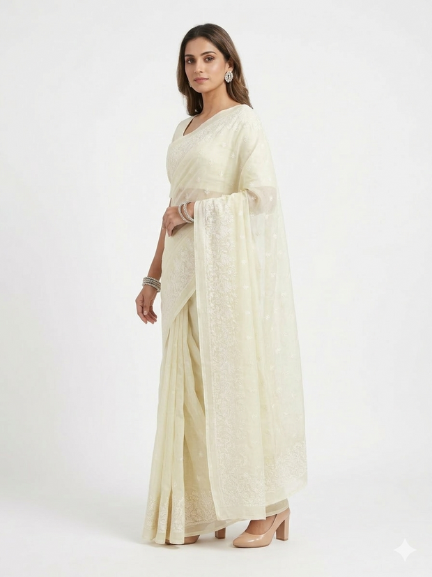 Light Green Kota Doriya Cotton Saree