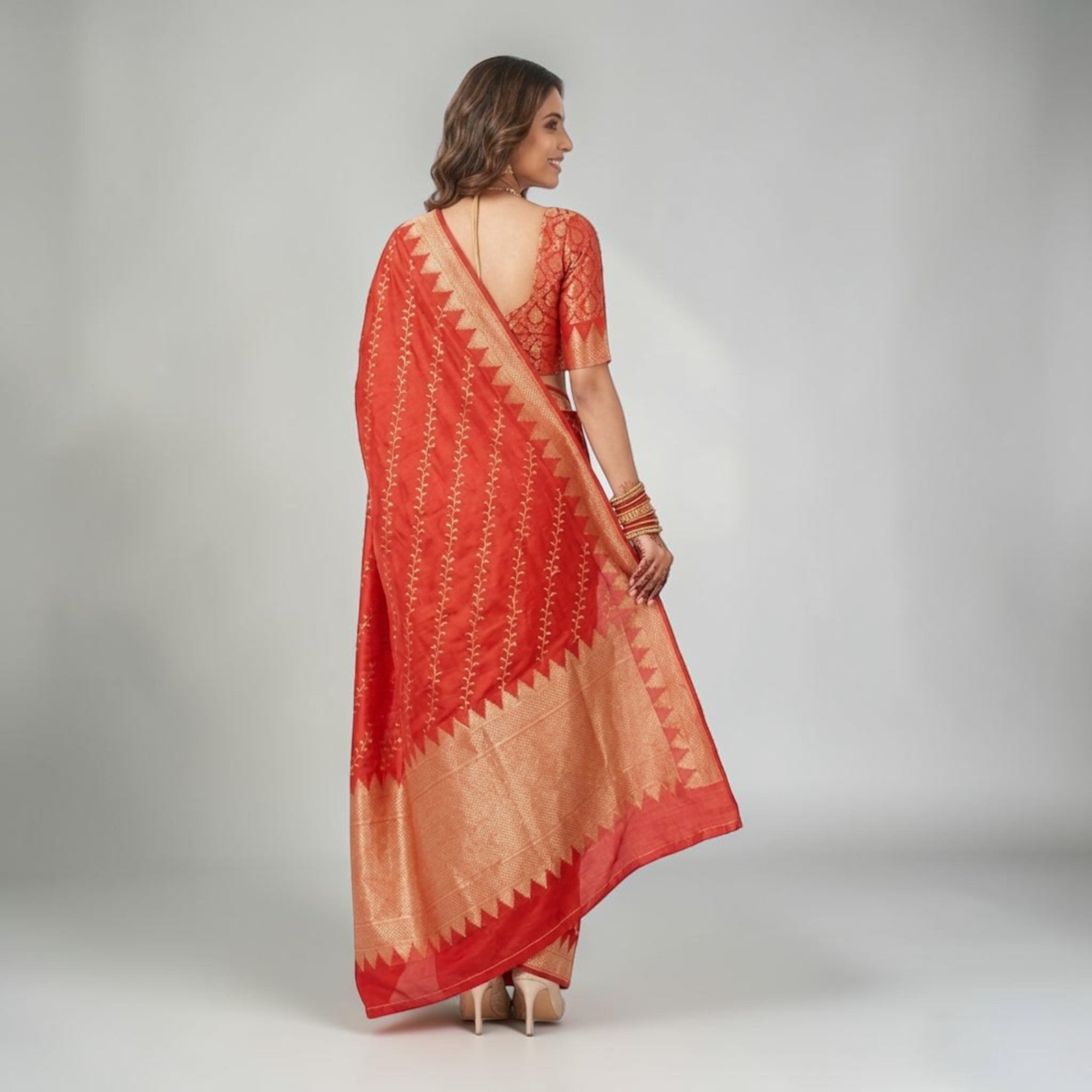 Red Golden Silk Saree