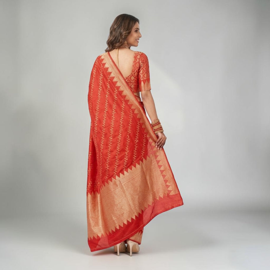 Red Golden Silk Saree