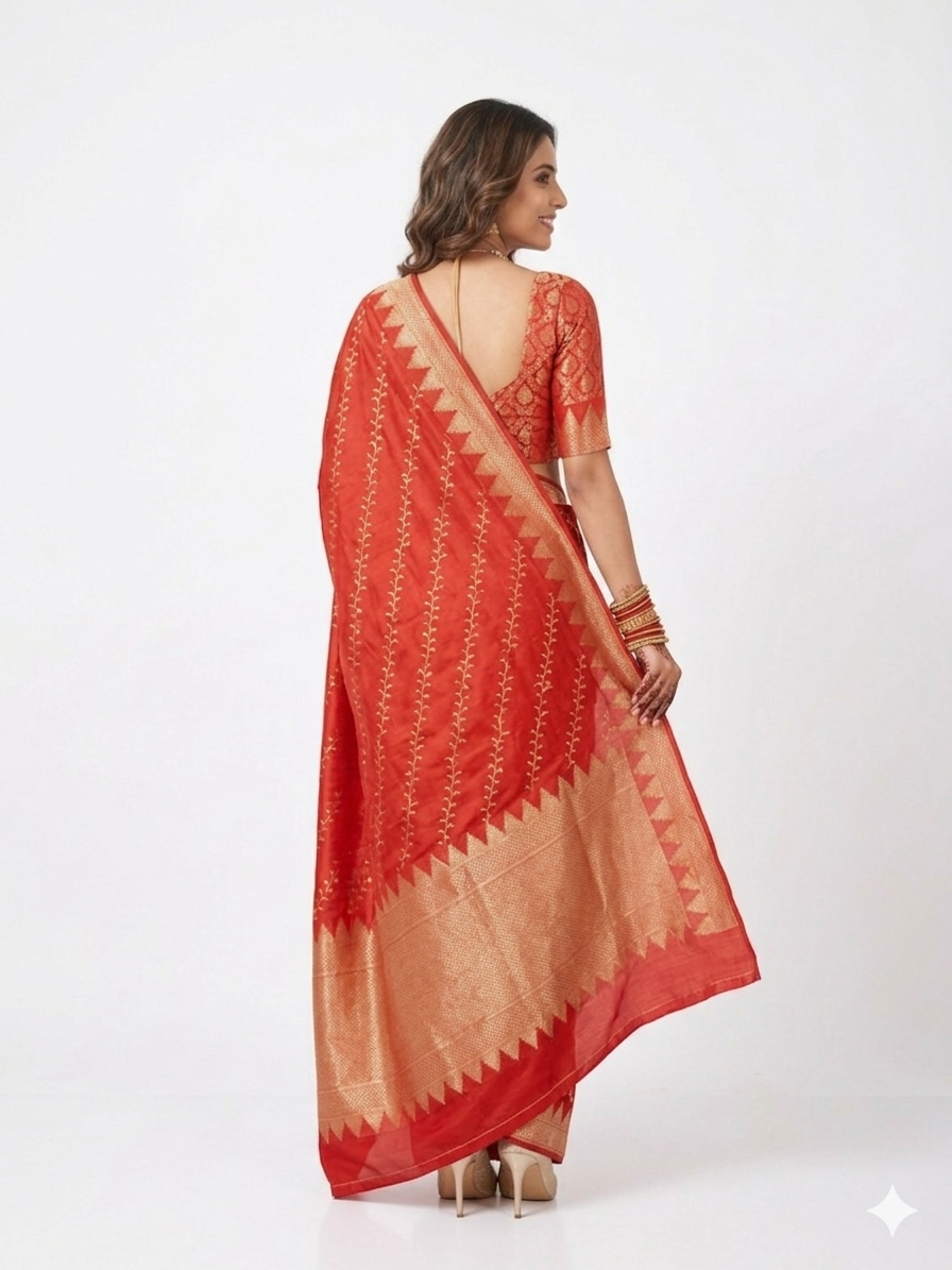Red Golden Silk Saree