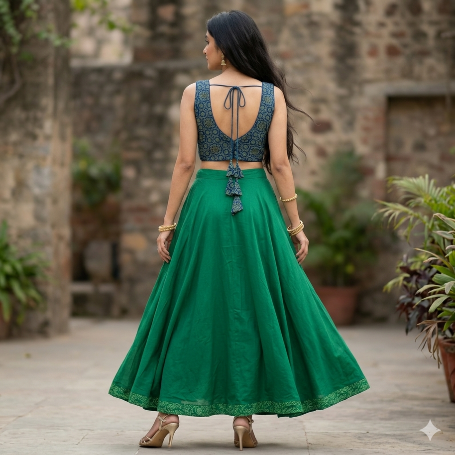 Blue Ajrakh Modal Silk Blouse