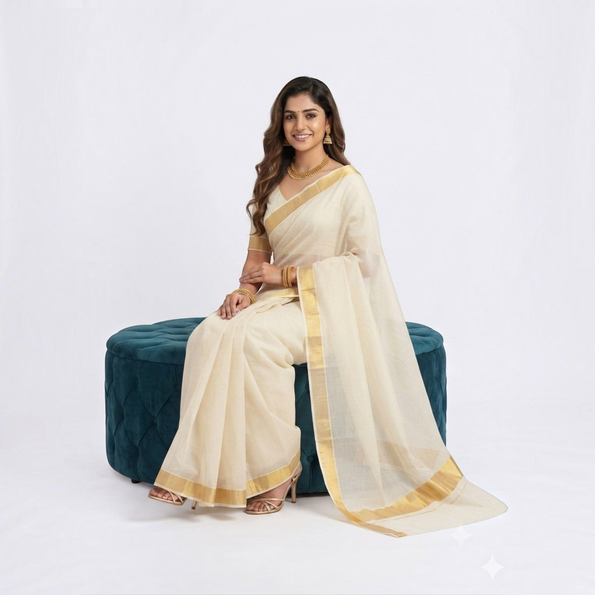 Malar Kasavu Handloom Cotton Saree