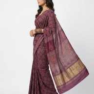 Maroon Ajrakh Modal Silk Saree