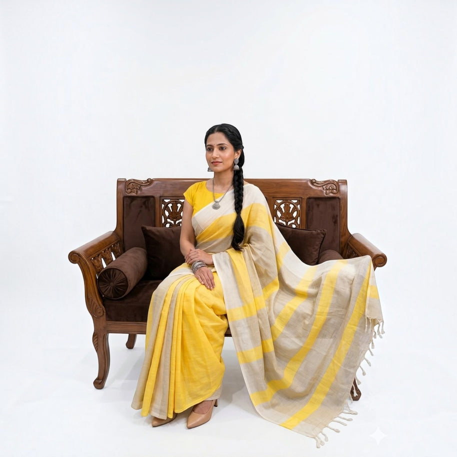 Sunehri Linen Saree