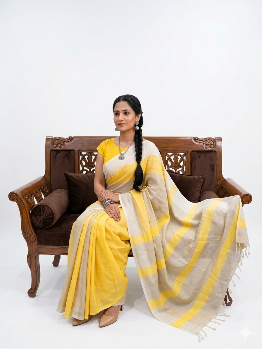 Sunehri Linen Saree