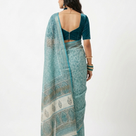 Light Teal Blue Maheswari Silk Saree