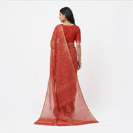 Red Tribal Handblock Kota Cotton Saree