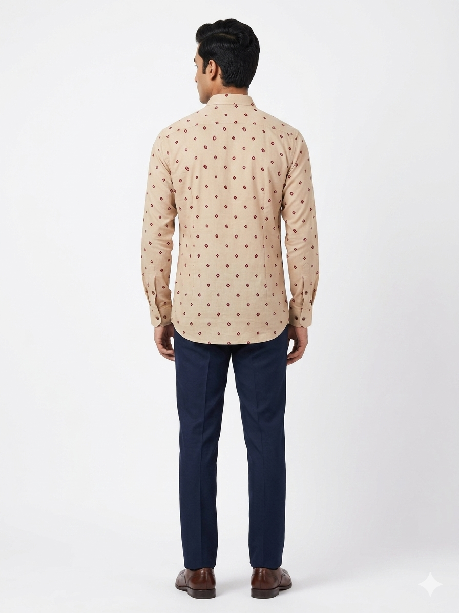 Cream Bandhani Cotton Shirt