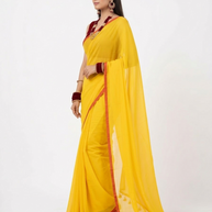 Yellow Plain Handwoven Cotton Saree