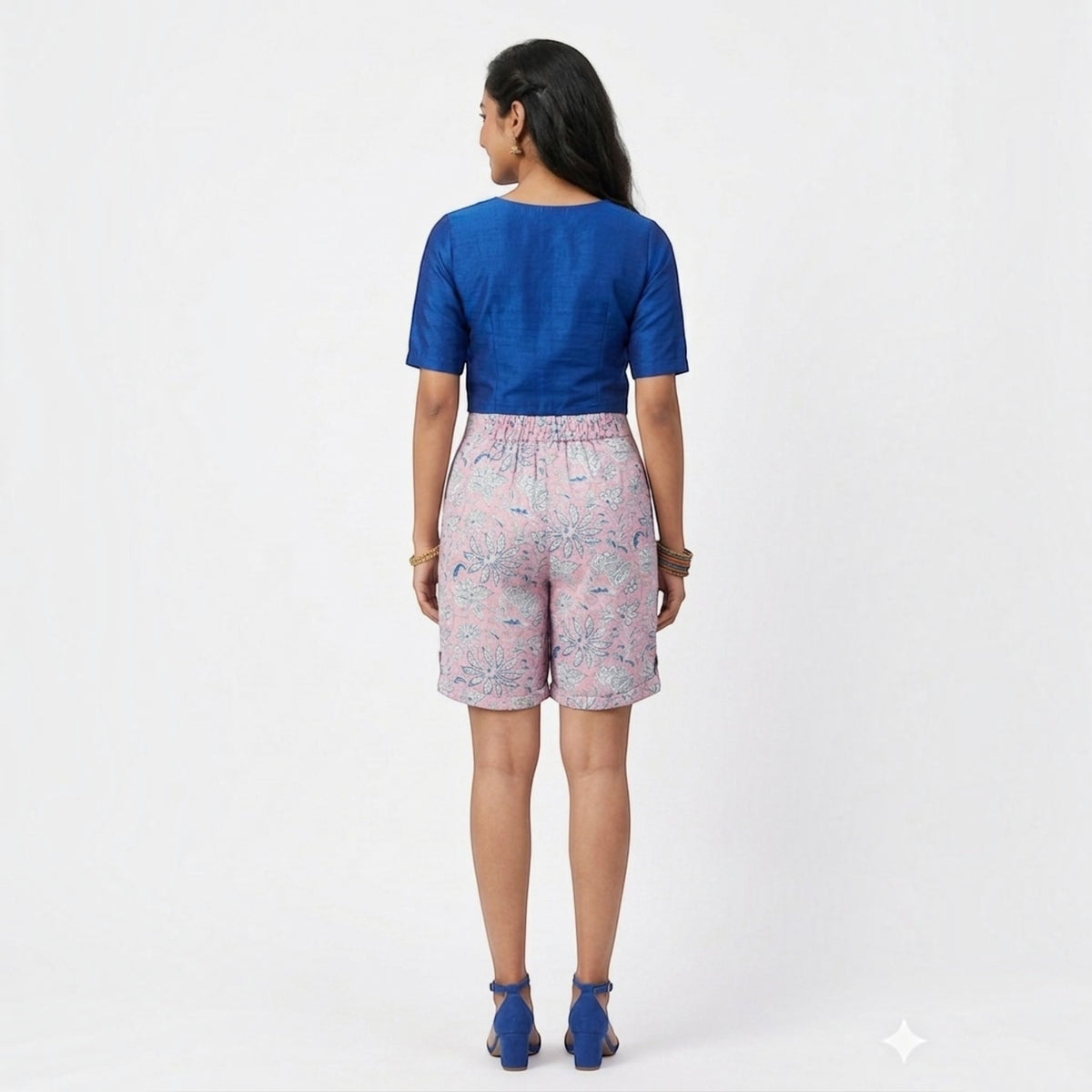 Pink Handblock cotton Shorts