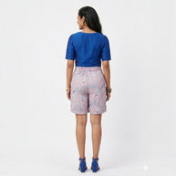 Pink Handblock cotton Shorts