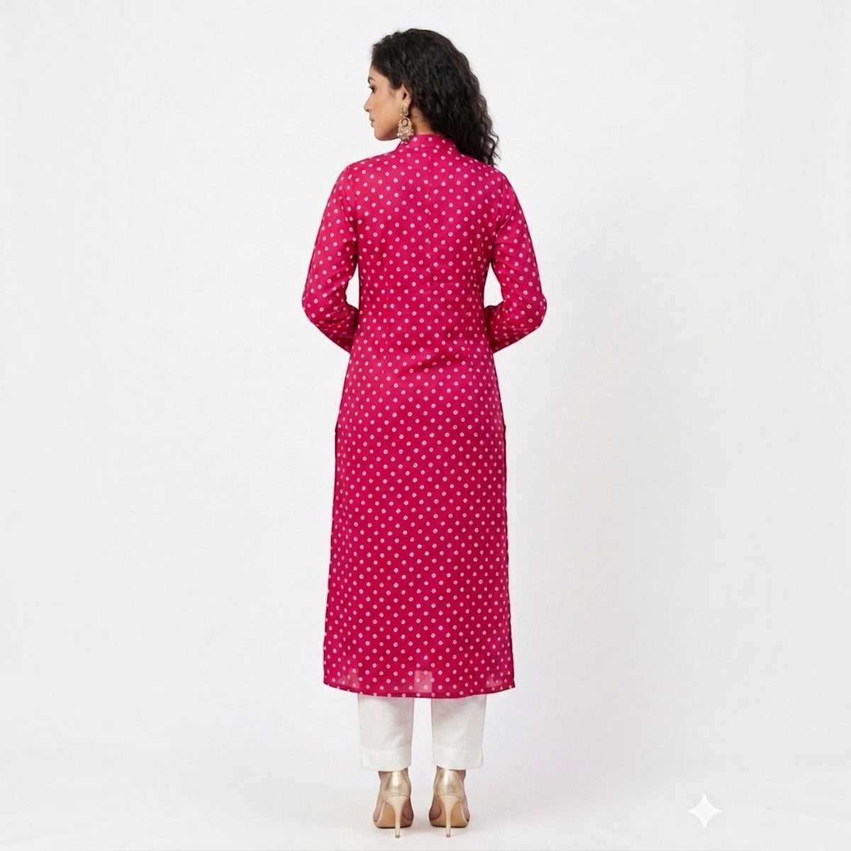 Pink Modal Silk Bandhej Long Blazer