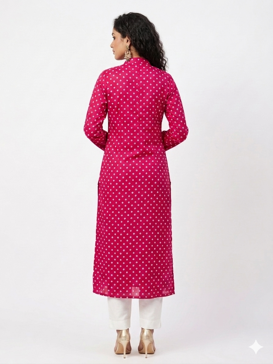 Pink Modal Silk Bandhej Long Blazer