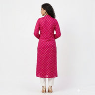 Pink Modal Silk Bandhej Long Blazer