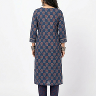 Blue Floral Handblock Cotton Kurta & Pant