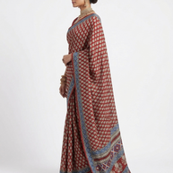 Maroon Ajrakh Modal Silk Saree