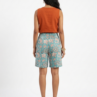 Sky Blue Handblock Cotton Shorts