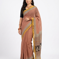 Offwhite Maroon Check Maheswari Silk Saree