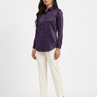 Purple Mashru Silk Shirt