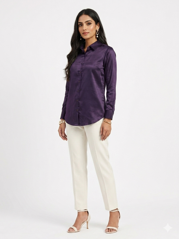 Purple Mashru Silk Shirt
