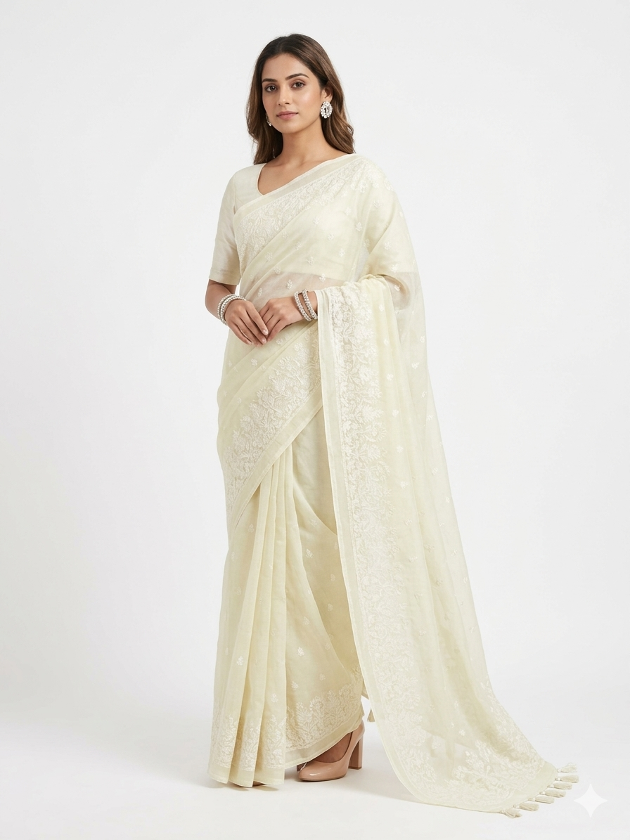 Light Green Kota Doriya Cotton Saree