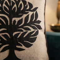 Cream Applique Work Cushion Cover