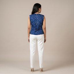 Blue Modal Silk Bandhej Waistcoat