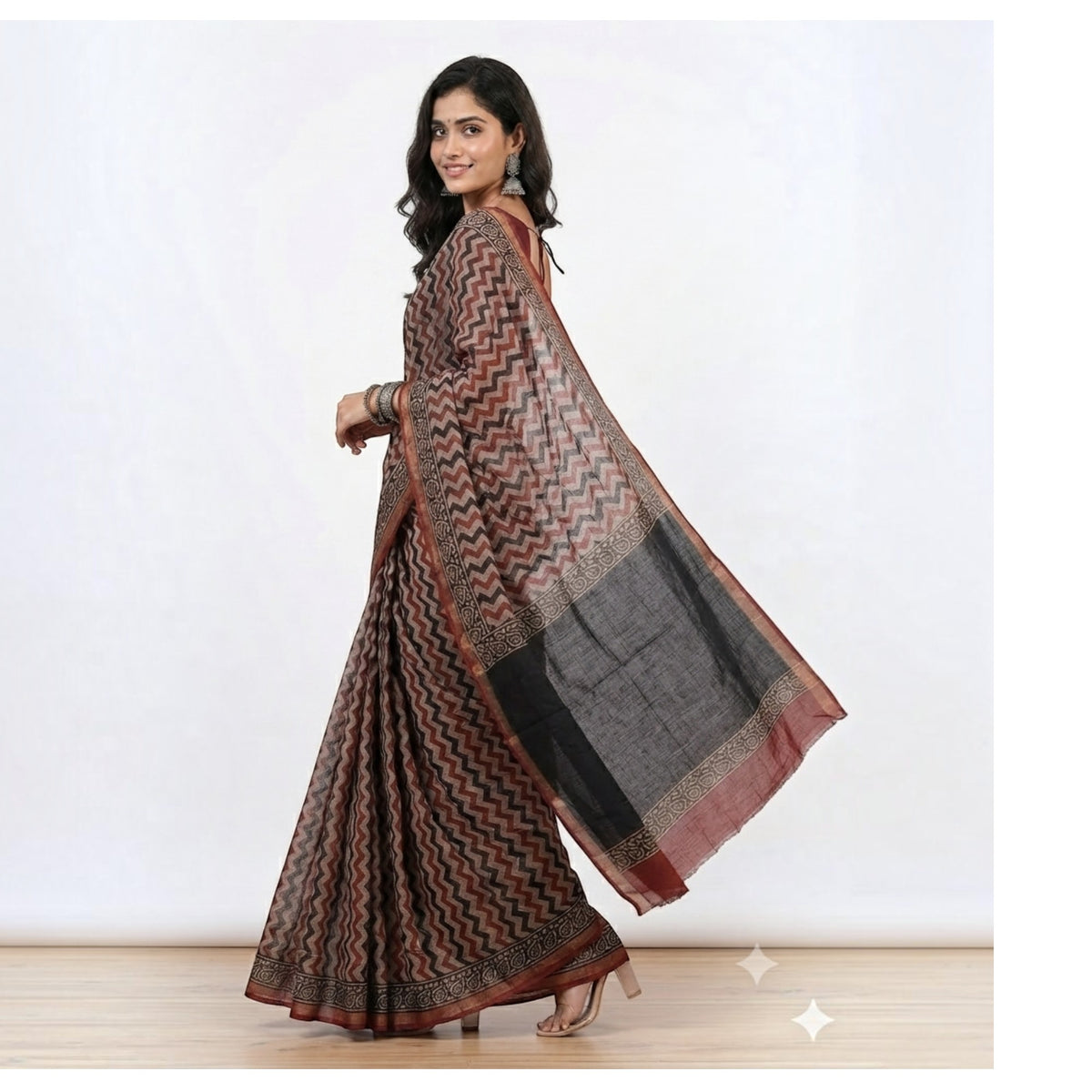 Offwhite Maroon Stripe Kota Cotton Saree