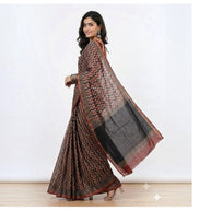 Offwhite Maroon Stripe Kota Cotton Saree