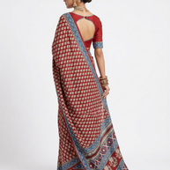 Maroon Ajrakh Modal Silk Saree