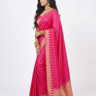 Pink Golden Buti Zari Work Silk Saree